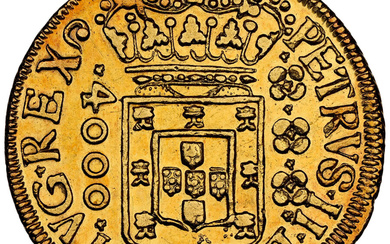 Brazil: , Pedro II gold 4000 Reis 1699-(R) AU Details (Cleaned) NGC,...