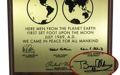 Buzz Aldrin Signed Apollo XI Lunar Plaque Replica