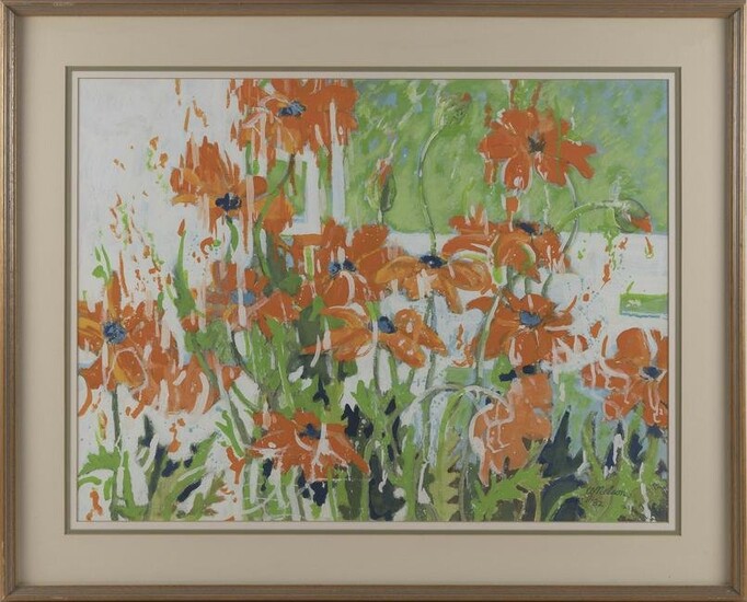 C. NELSON (20th Century,), Orange poppies, 1982.