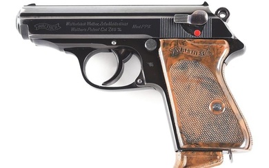 (C) NICE EARLY POLICE ISSUE WALTHER PPK SEMI AUTOMATIC PISTOL WITH HOLSTER.