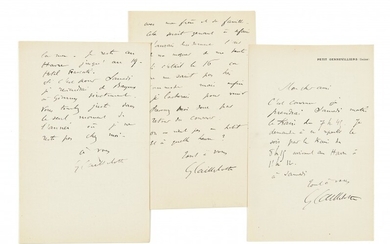 CAILLEBOTTE (Gustave) Réunion de 3 lettres autographes signées à Claude Monet.