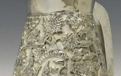CAMBODIAN REPOUSSE & CHASED 900 SILVER PITCHER