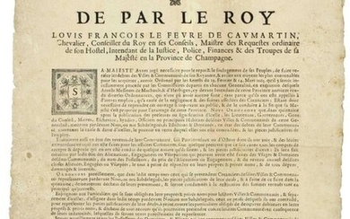 CHAMPAGNE. 1667. DEBTS OF CITIES. Order of "Louis François De CAUMARTIN, Intendant of Justice, Police, Finance & troops of his Majesty in the Province of CHAMPAGNE." Done at CHAALONS (Châlons 51) on February 19, 1667 "His Majesty having deemed it...