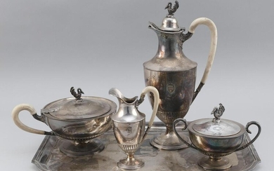 CONTINENTAL .835 SILVER FIVE-PIECE TEA AND COFFEE