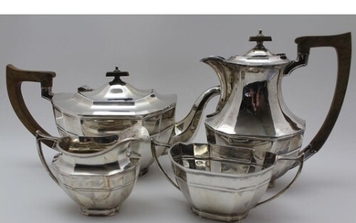 COOPER BROTHERS & SONS LTD, A FOUR PIECE SILVER TEA SET of c...