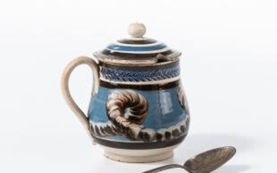Cable and Slip-decorated Mustard Pot
