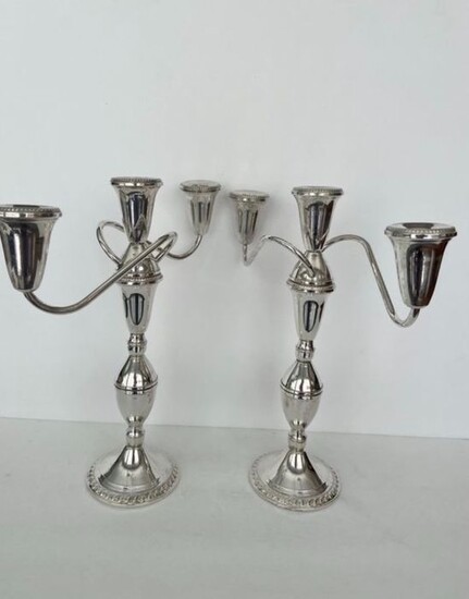 Candelabra - sterling silver 3 lights candelabras (2) - .925 silver - RAIMOND Sterling - USA - Mid 20th century