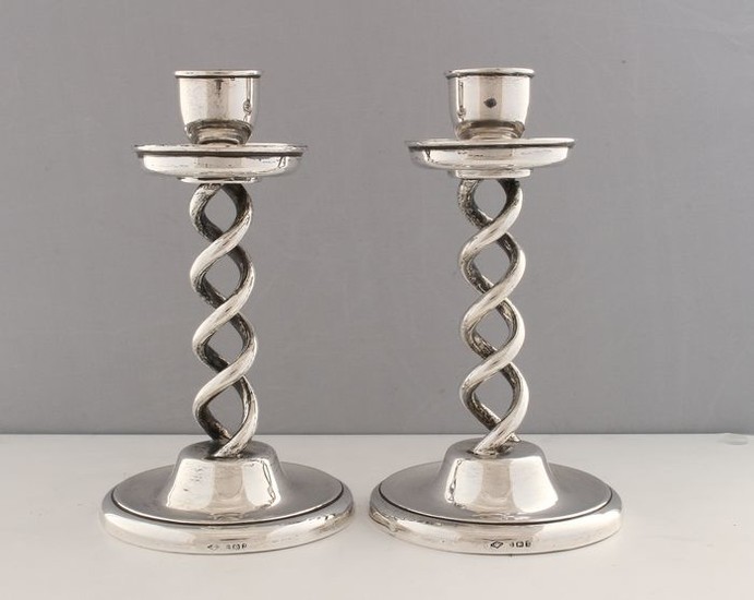 Candlestick, A Pair of Silver Candlesticks, Lionel Smith & Co, Birmingham - Silver, .925 - 1924