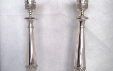 Candlestick, pair of- .800 silver - Luca Franceschini (1838-1864) - Kingdom of Lombardy-Venetia- mid 19th century