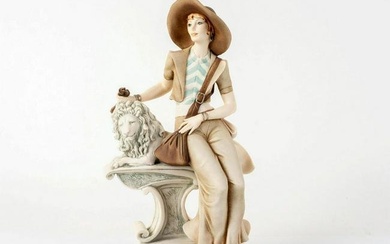 Capodimonte Giuseppe Armani Figure, Lady With Lion Statue