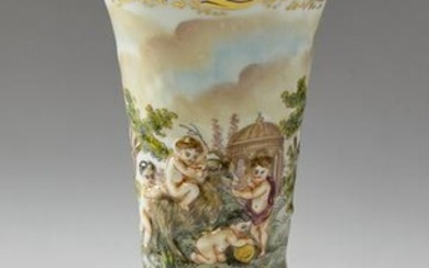 Capodimonte hand painted molded porcelain vase