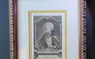 Carlo Emanuele III, King of Sardinia, 1730 Engraving by Busch, Framed