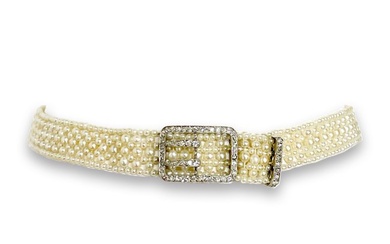 Cartier Natural Seed Pearl Fine Diamond 18k White Gold Art Deco Era Choker Necklace w/ Provenance