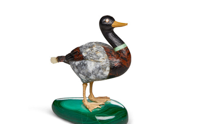 Carved Multi-gemstone Muscovy Duck