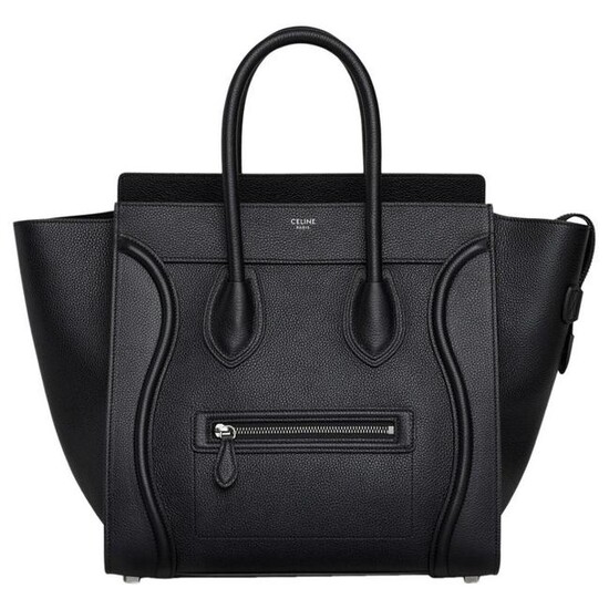 Celine Smooth Black Calfskin Luggage Handbag, Excellent