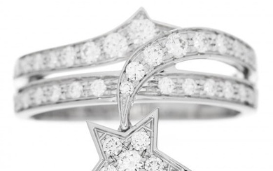 Chanel 18K White Gold Diamond Etolie Filante Ring 53 6.25