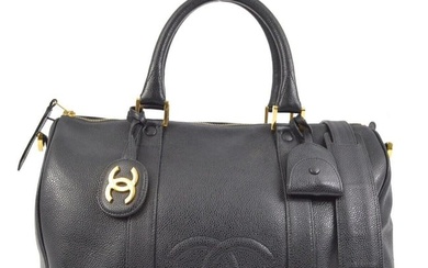 Chanel Black Caviar Skin 2way Duffle Handbag