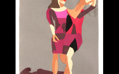 Chantal Joffe ( St. Albans 1969 ) , "Untitled" 2004 papers collage cm 50x35 Signed on the label on the reverse Provenance Monica De Cardenas, Milan Private collection,...