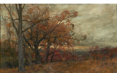 Charles Paul Gruppe (American, 1860-1940) Autumn in the Catskills 14 x 20 in. (35.5 x 50.8 cm) framed 24 1/2 x 30 1/2 in.