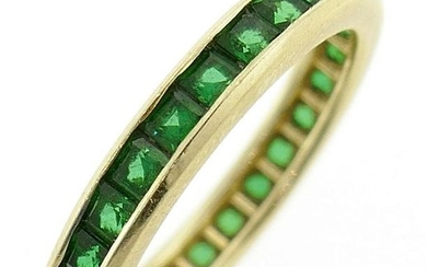 Chic 1.35 carat EMERALD YELLOW GOLD BAND RING Size