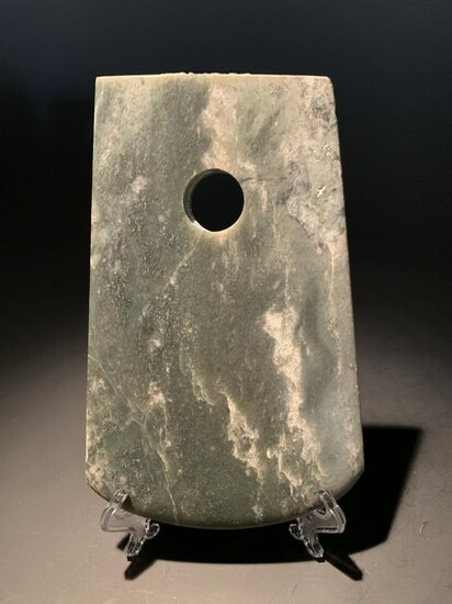 Chinese Qijia Culture Green Jade Axe