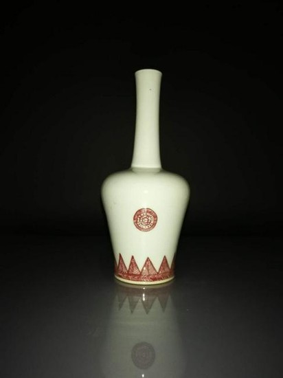Chinese Red And White Porcelain Vase