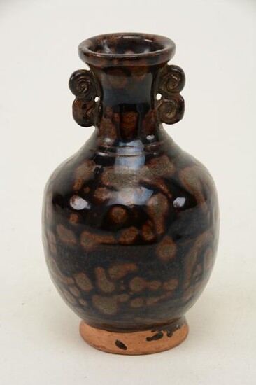 Chinese Sung style oil spot glazed small two-handle