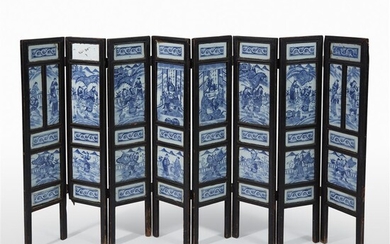 Chinese blue and white porcelain table screen 19th century...