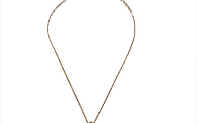 Christian Dior - Vintage Black Enamel Gold Metal CD Pendant Necklace - Necklace