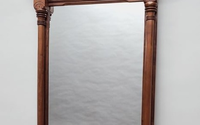 Circa 1880's Victorian Leaf Carved Walnut Hanging Wall Mirror with spoon carved design & full