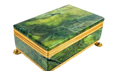 Classical Style Bronze Mounted Green Hardstone Box