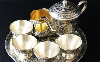 Coffee and tea service - Mokka-/Tee-Service, 7-teilig - UdSSR - .875 silver