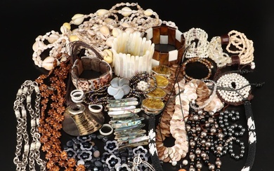 Collection of Jewelry Including Sterling, Abalone, Pearl and Hematite