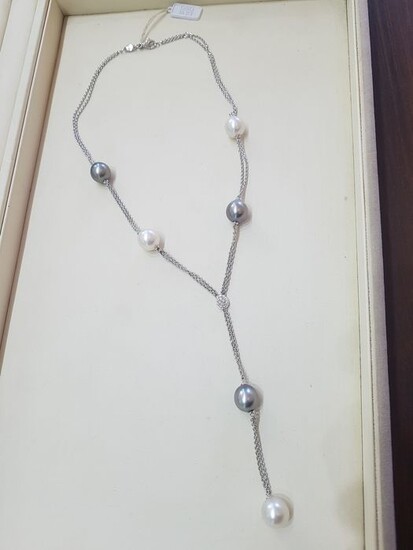 Crivelli - 18 kt. Tahitian pearl, White gold - Necklace with pendant - Diamonds