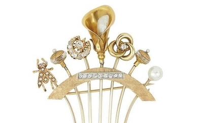 Custom-Made Diamond and Pearl Brooch