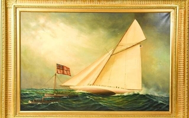 D. Tayler Maritime Framed Oil Painting on Canvas