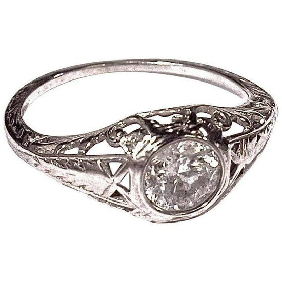 DIAMOND RING - Platinum Filigree - .75 carats