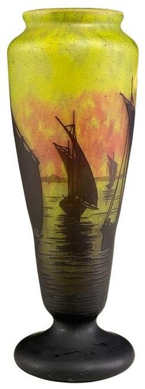 Daum, Nancy, Cameo Glass Sunset Marine Vase