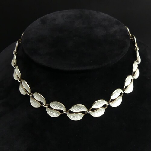 David Andersen silver and enamel double leaf necklace, 24.8 ...