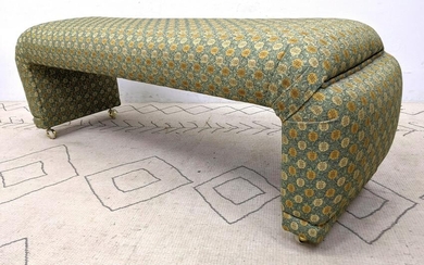 Decorator Long Upholstered Bench with Shaped Ends.