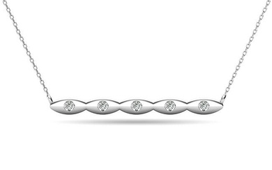 Diamond 1/20 ct tw Bar Necklace in 10K White Gold