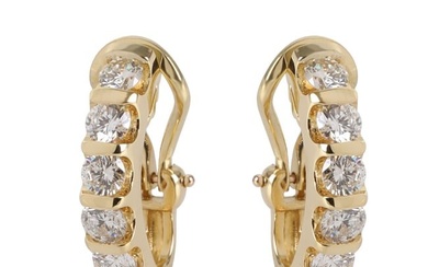 Diamond J Hoop Clip-on Earrings in 18k Yellow Gold 1.5 CTW