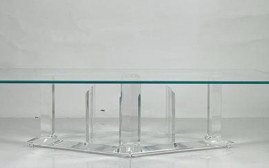 Diamond Shaped Sculptural Lucite Coffee Table Base