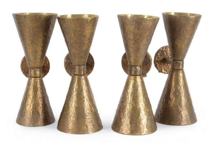 Diego Giacometti (manner of), a set of four bronze wall lights