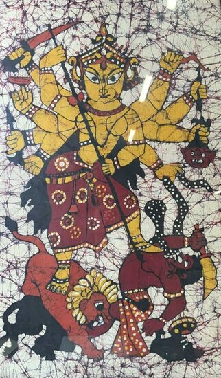Durga Deity in Battle Framed Artwork