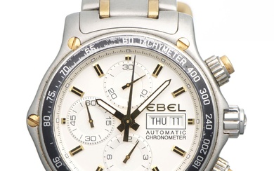 EBEL - Montre-bracelet chronographe automatique pour homme modèle "1911 Discovery", boîtier et bracelet acier inoxydable bimétal