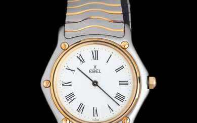 EBEL, STAINLESS STEEL AND YELLOW GOLD 'CLASSIC WAVE' WATCH