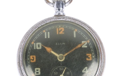 ELGIN - a Second World War Period nickel plated open-face ke...
