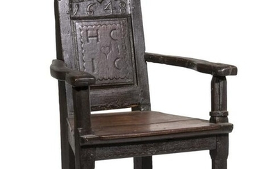 ENGLISH CHARLES I PERIOD DATED 1648 WEDDING CHAIR