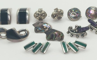 ENRIQUE LEDESMA / MEXICAN; Seven Pair Sterling Silver Earrings